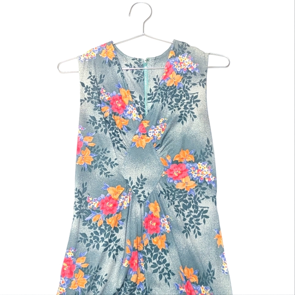 Vintage Floral Maxi Dress | Wedding | V Neck | Shabby Chic | Colorful | 90s - Picture 2 of 9